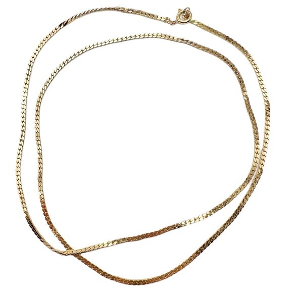 Vintage 23 Inch Gold Chain Flat Link Costume Classic Fashion - Picture 1 of 5